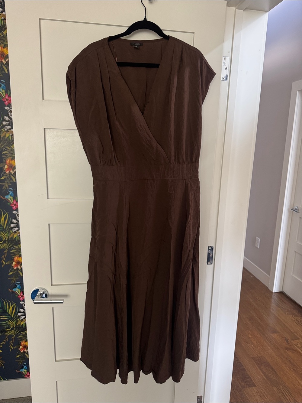 Halogen Brown Wrap-Front Midi Dress